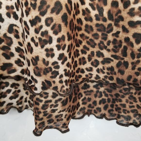 Vintage 90s AGB Byer California Stretch Leopard Print Slip Skirt Lettuce Hem M - Picture 3 of 6